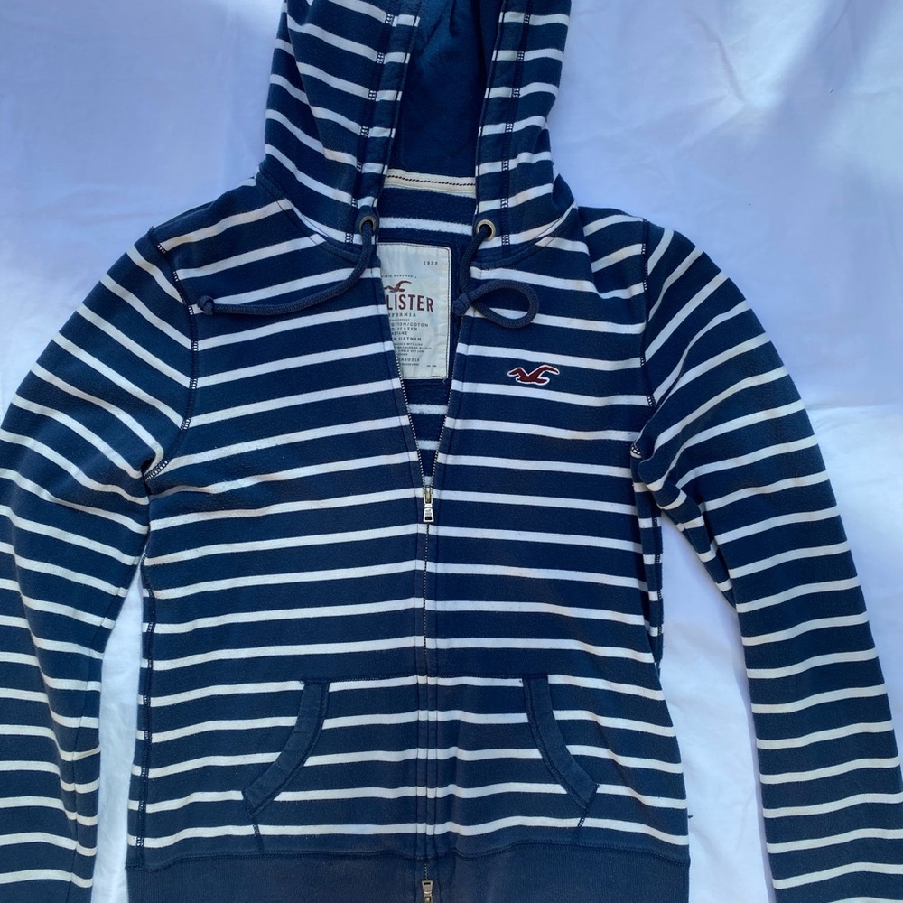 Blue Striped Hollister Jacket
